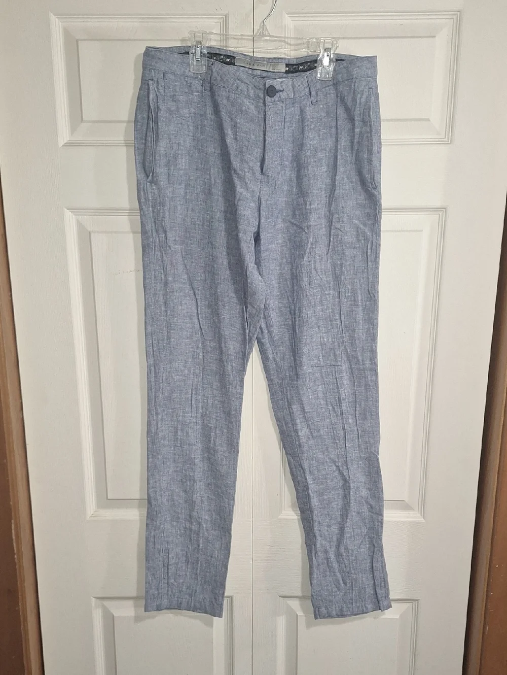 Zara Men's Chino-Style Linen Pants - 31x32 - Heathered Blue